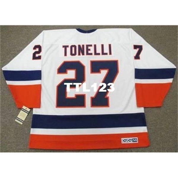 

421 #27 john tonelli new york islanders 1982 ccm vintage hockey jersey or custom any name or number retro jersey, Black