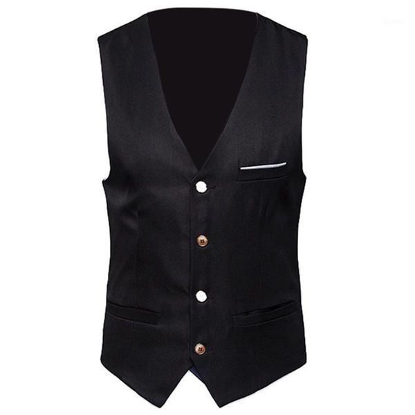 

plus size formal mens vests solid color suit vest single breasted with waistcoat business casual men's vest1, Black;white