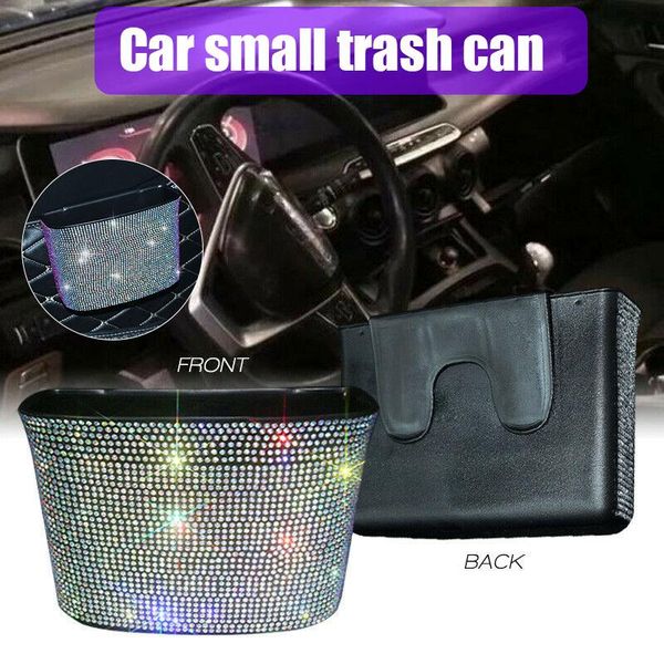 

spot bling rhinestone car seat back organizer garbage storage box bag portable car accessories styling