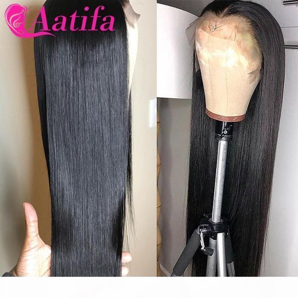 

transparent lace front wigs 13x4 peruvian human hair wigs pre-plucked with baby hair aatifa remy for black women t part lace, Black;brown