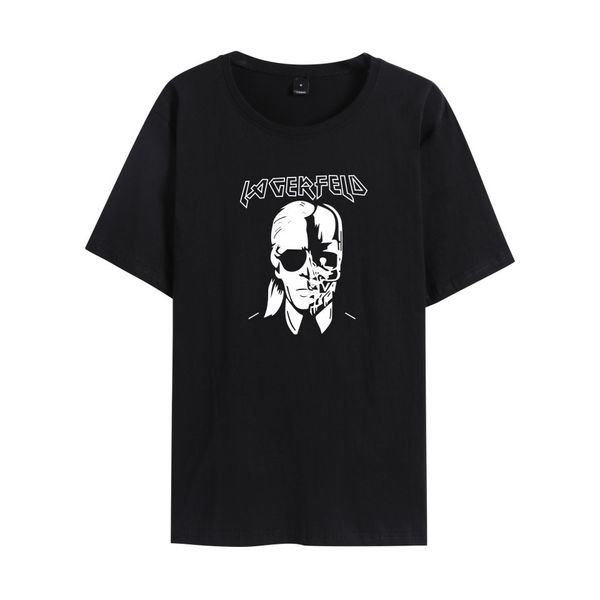 Camicie O-Collo Top da donna T-shirt Moda di marca Nuova testa di scheletro T-shirt stampata in nero Zombie Skull Punk Rock Camicie di cotone Tendenza donna