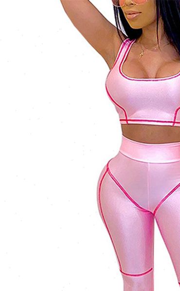 

ladies 2 high waist sportswear, sleeveless cropped vest trousers sports yoga suit comfortable and breathable skin friendly, Gray