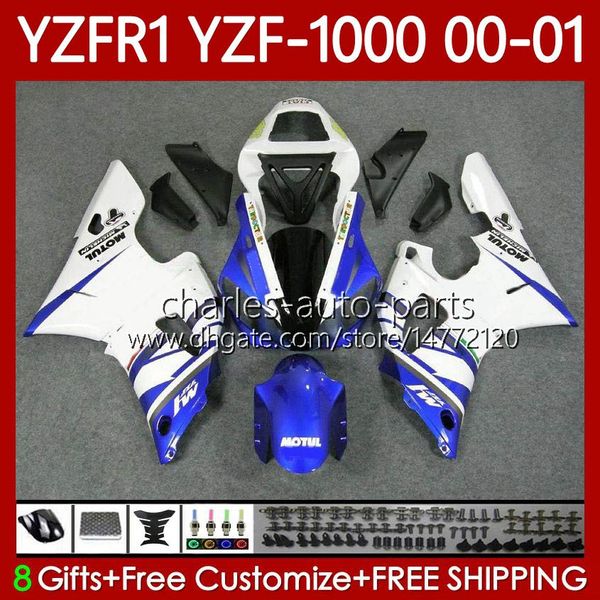 Weiß blau schwarz OEM Body Kit für Yamaha YZF-1000 YZF-R1 YZF 1000 CC R 1 2000 2001 2002 2003 Karosserie 83No.114 YZF R1 1000CC 00-03 YZF1000 YZFR1 00 01 02 03 Motorradverkleidung