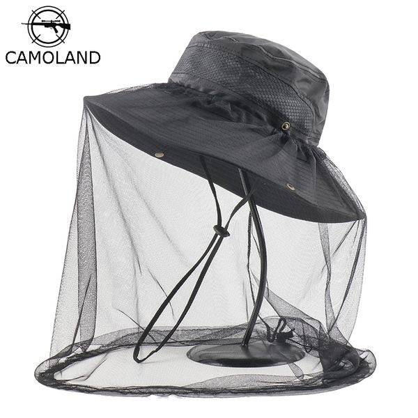 Camoland Anti Commito Face Mesh Net Hat для женщин Мужчины Летние УФ Защита Солнца Шляпы Мужской Открытый Рыбалка Пешие прогулки Ведро Hat Y200714