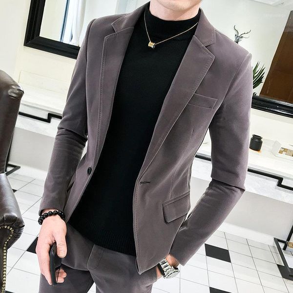 

2021 spring autumn men casual gold velvet blazers fashion slim fat suit jacket men blazer masculino vetement homme clothing s1071, White;black