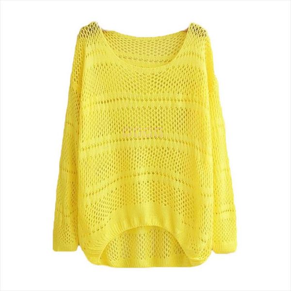 

women summer new plus size knitted sweater o neck the long sleeves hollow solid color sweater front short back long qh0169, White;black