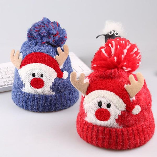 

5-color eaves dome children christmas hats for kids cute winter ear protection woolen hats antlers christmas for the elderly