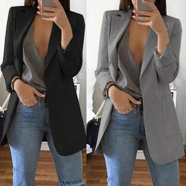 

women long sleeve solid slim blazer coat office ladies work jackets formal suit elegant jacket blazer, Black;brown