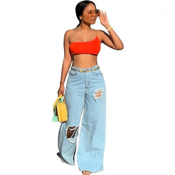 

women's pants & capris streetwear casual denim women hight waist hole boyfriends jeans femme trousers ripped loose wide leg vintage ret, Black;white