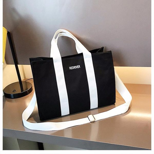 

contracted large canvas casual bags pure color joker single shoulder bag women's fashion 100% cotton travel bag handbag