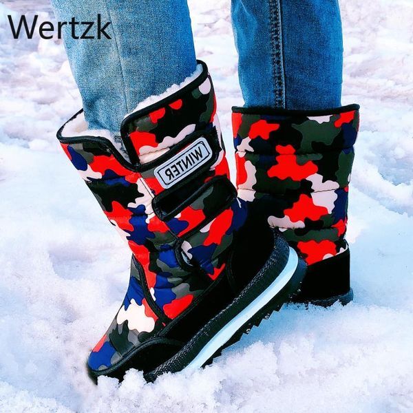 

boots large size men's and women's pattern snow warm non-slip high-rise shoes winter drop1, Black