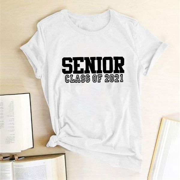 

senioritis class of 2021 print women's t shirt short sleeve new year gift harajuku tee women aesthetic clothes, White