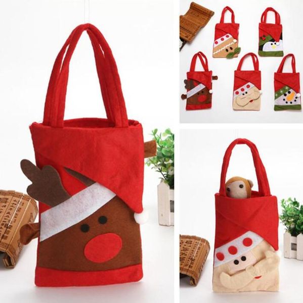 Borsa natalizia appesa Pupazzo di neve Babbo Natale Cervo Orso Borsa regalo Disegni carini Caramelle Christams Borsa in feltro Decorazione albero di Natale Ciondolo LSK1481