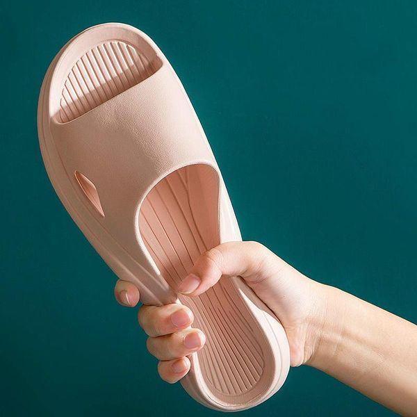

slippers women men shoes summer bathroom couple indoor thick-bottomed ultra-soft fashion non-slip floor slides, Black