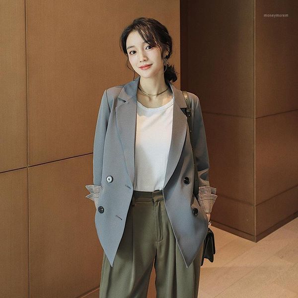 

women's suits & blazers autumn winter casual women blazer jacket pocket medium long solid color sleeve coat coat1, White;black