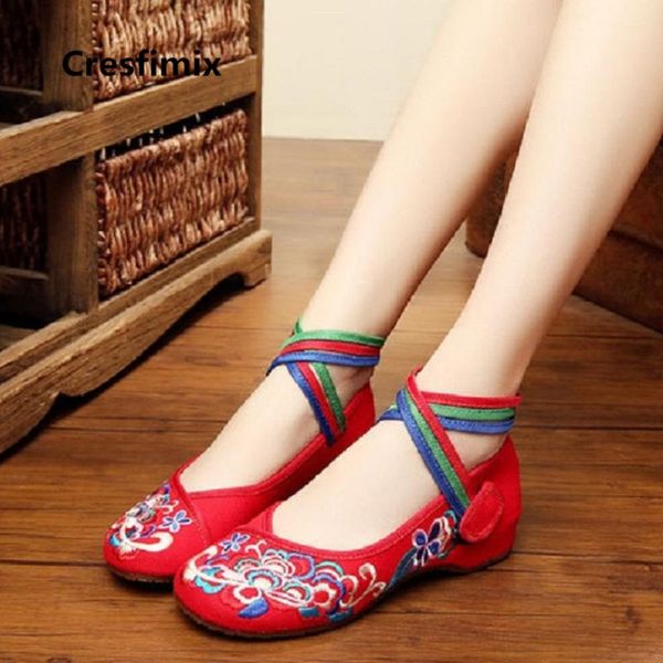 

women fashion red comfortable string tie flat shoes lady casual chinese traditional embroidery shoes female leisure e2202, Black