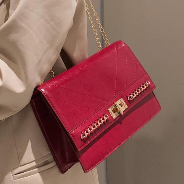 

solid color square crossbody bag 2020 fashion new pu leather women's designer handbag chain shoulder messenger bag