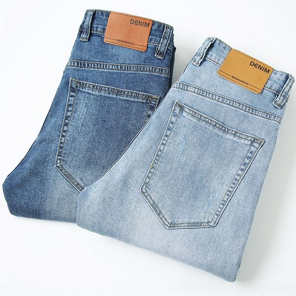 

h4uhp 2020 весной джинсовые новые брюки и jeanstrousers и jeansmen проводятся в середине талии хлопка эластичные тонкие подходят небольшие п, Blue
