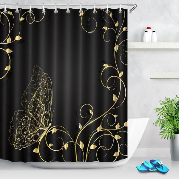 

butterfly shower curtain flower scenery waterproof polyester fabric bath curtain washable home bathroom curtains with 12 hooks