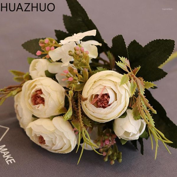 

8pcs/ lots artificial flowers rose hydrangea for wedding party birthday decoration silk flowers colorful diy decorative flower1