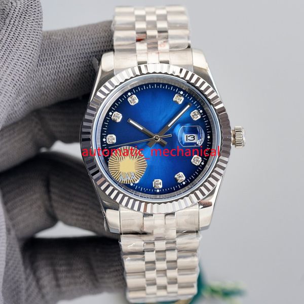 Fashion Blue Dial U1 Factory 41mm Mens Watch Diamond Markers 126334 Jubileu de Aço Inoxidável Automático Mecânico Safira À Prova D' Água Safira Luxo Relógios de Pulso Ar111