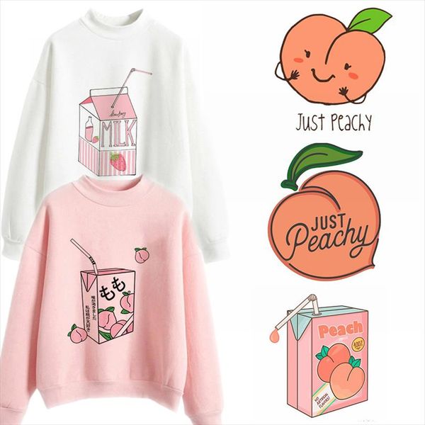 

peach juice harajuku hoodie kpop fashion print kawaii sweatshirt women punk korean hoodie gothic comfortable winter coat women, Black