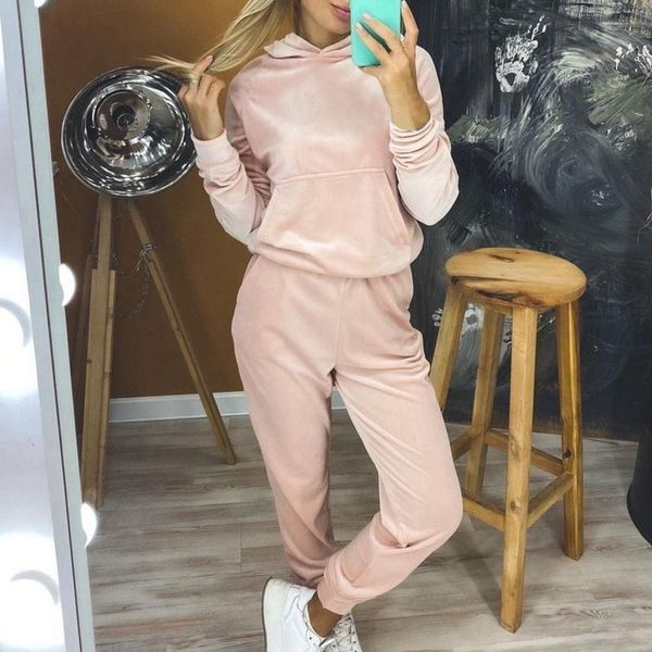 

jodimitty women autumn winter flannel two pieces sets zipper hoodies & high waist jogging pants female casual warm tracksuit new, Gray