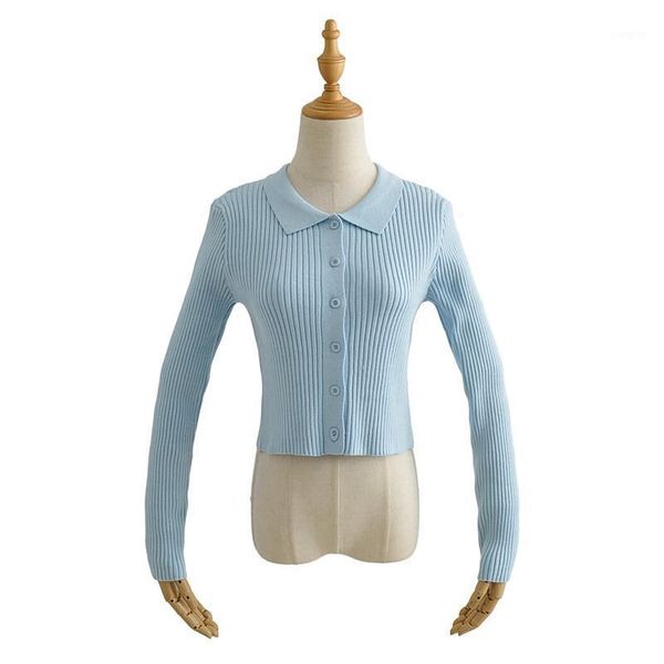 

cotton cardigan casual korean cardigan women turn down collar sweater long sleeve black slim button up 20201, White