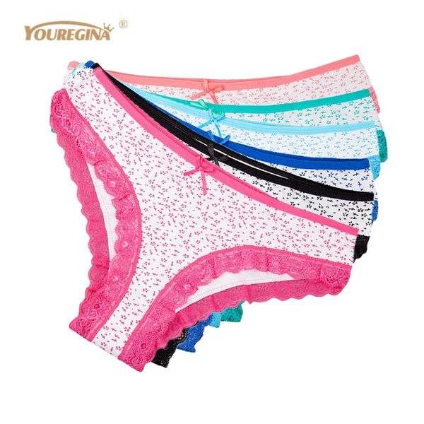 YOUREGINA Sexy Weibliche Unterwäsche Frauen Spitze Frauen Höschen Schöne Druck Slips Tangas String Dessous Hipster Unterhose 6 teile/satz 201112