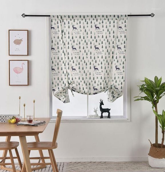 

christmas elk curtains deer printed window drapes cotton linen kitchen curtain country style window decor kids bedroom1
