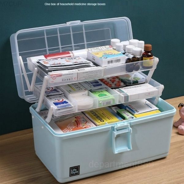 

amedical household large capacity first aid box medical multi-layer emergency storage family medicine