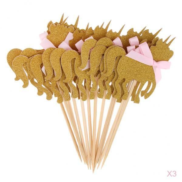 

30pcs glitter unicorn cupcake picks cake er kids birthday party decor
