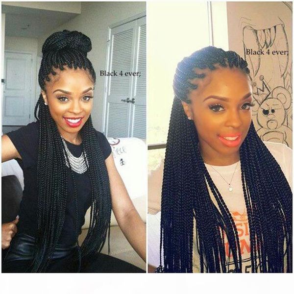 

box braid lace wig with baby hair heat resistant fiber hair braids synthetic lace front braided wigs for black women middle part