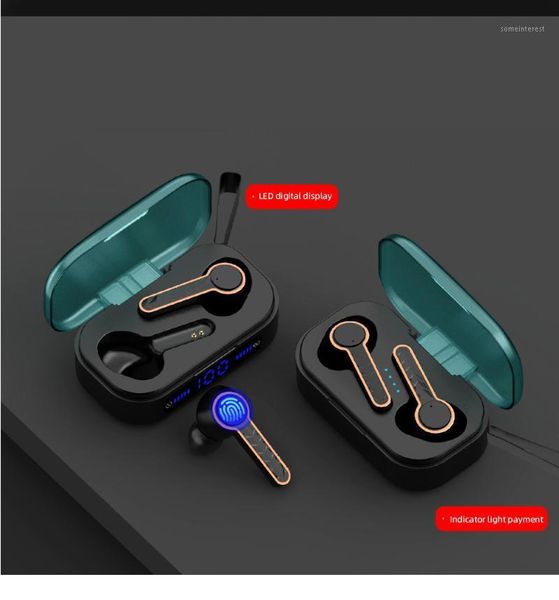 

2020 new bluetooth 5.0 wireless headsets touch control earphones earbuds tws sport headset noise cancel led display waterproof1
