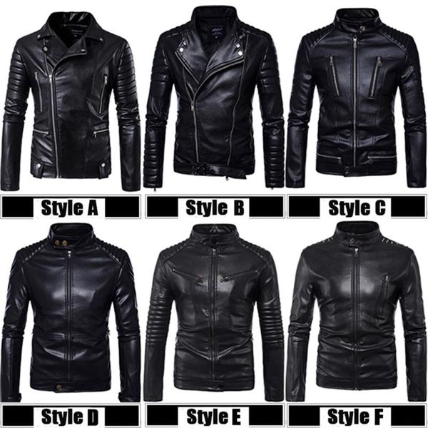 

pu 2021 new fashion male biker mortorcycle black leather jacket men plus size 5xl shoulder protector design