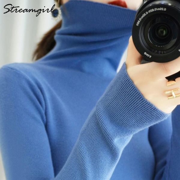 

women's sweaters sweater turtleneck 2021 winter clothes women knit black warm for pullover, White;black