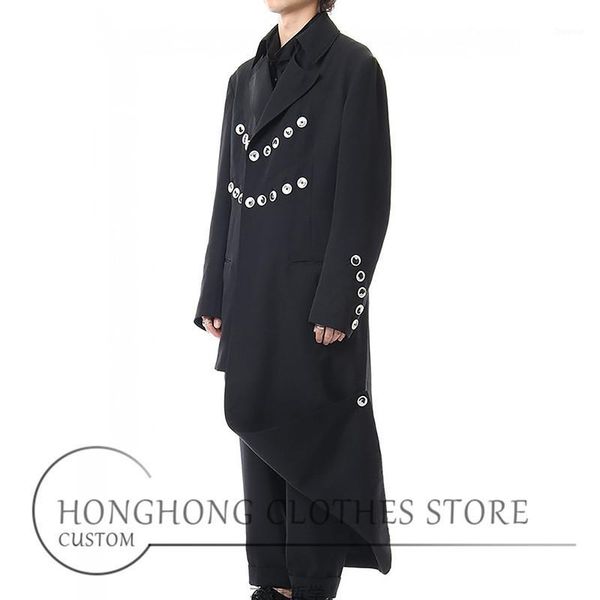 

custom size] new men's long trench coat original design asymmetrical coat large size loose trench -6xl1, Tan;black