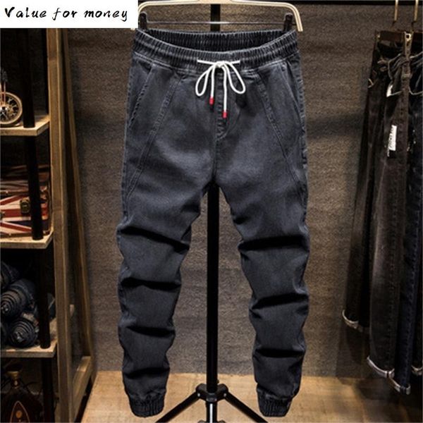 

autumn spring and models elastic waist harlan jeans men's tide fat fat people large size small feet closing tooling beam, Blue