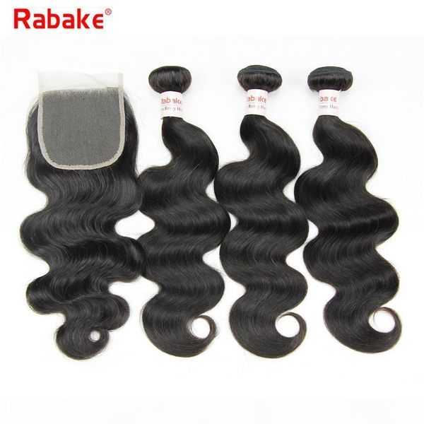 

remy body wave human hair bundles with closure rabake 100% unprocessed raw indian hair extensiones de cabello 4x4 lace closure wholesale, Black;brown