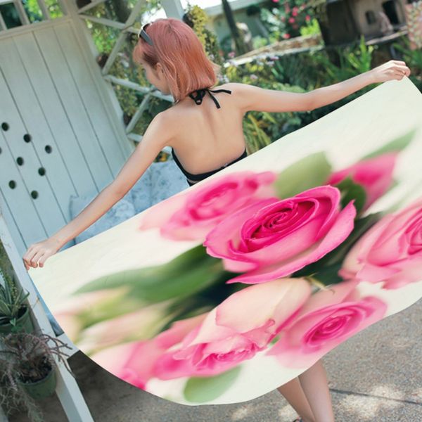 

quick dry summer beach towel спорт полотенце йога коврики для пикника одеяло розы печати микрофибры гобелен home decor