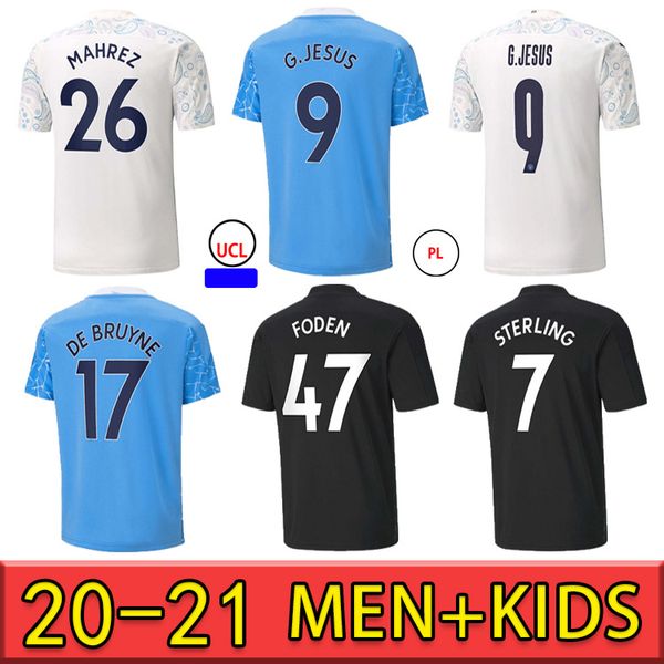 

2021 fans version soccer jersey man sterling football shirt kun aguero de bruyne gesus bernardo mahrez rodrigo men + kids kit, Black;yellow