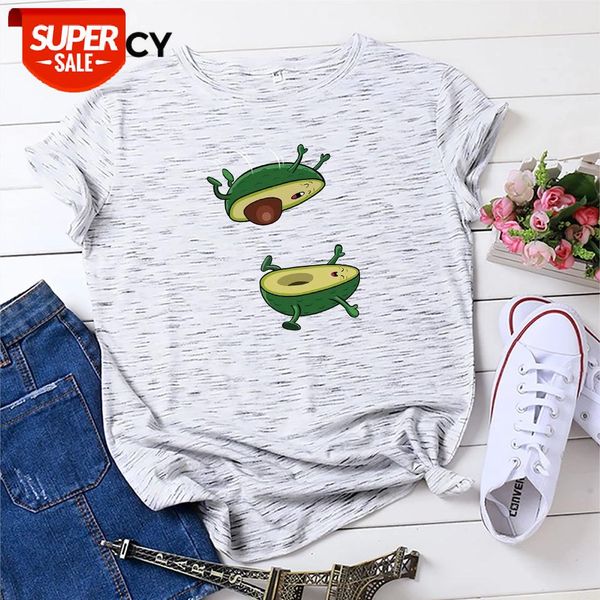 

jfuncy plus size women t shirt funny avocado printed short sleeve summer cotton t-shirt female oversize woman casual tshirt #bi3r, White