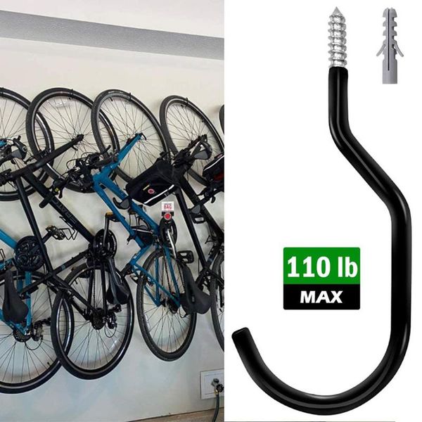 

hooks & rails 50/2pcs heavy duty bike storage garage set, basement tool shop wall and ceiling mount bicycle hang garden hose cords