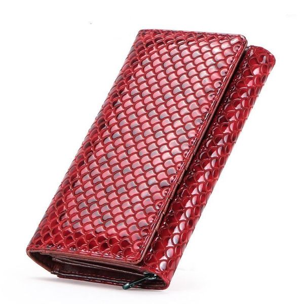 

genuine leather serpentine womens wallets and purses female ciutch bags women bag handbags long wallets1, Red;black