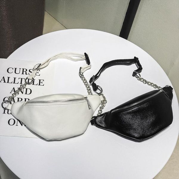 

women waist bags soft pu leather fanny pack 2020 small purse belt bag simple ladies chest bag anti-theft chain messenger sac