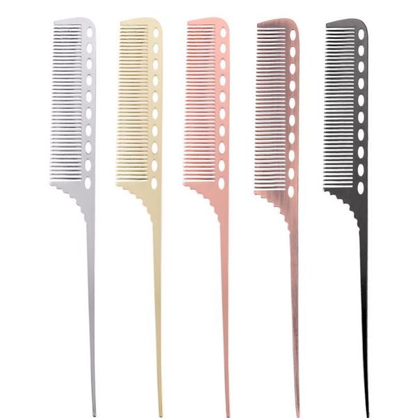 

1/2pcs metal hair comb professional salon hairdresser hair cutting combs brush hair styling tools metal steel comb r jllctu, Silver