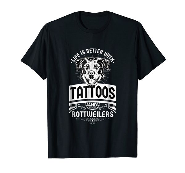 

new t shirt european style in soft tees life is better with tattoos and rottweilers casual tee shirt sport hooded sweatshirt hoodie