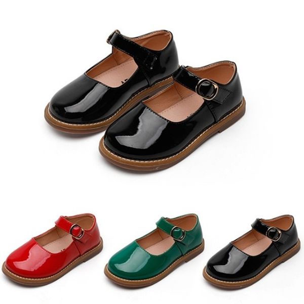 

children's leather shoes for student girls princess shoes kids school performance chaussure fille black red green 3  5 6 7-13t y201028