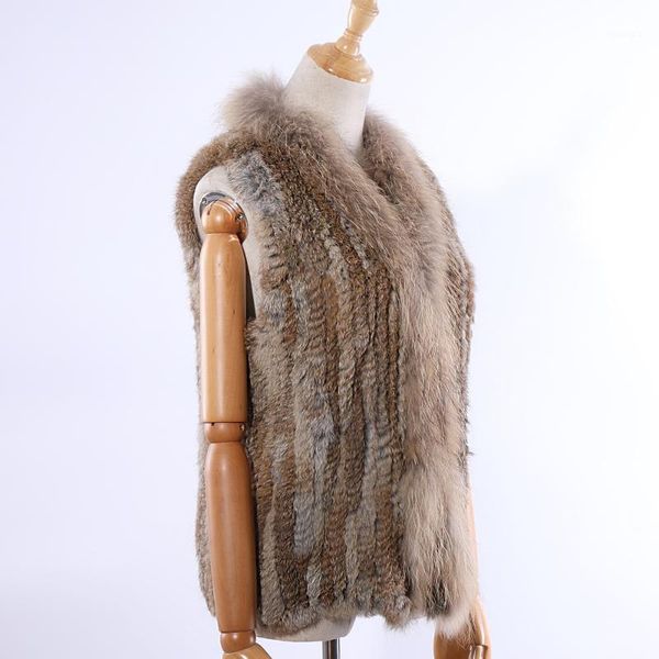 

suppev&sttdio 2019 new women's genuine fur knitted raccoon fur collar vest vests real sleeveless gilets wholesale1, Black