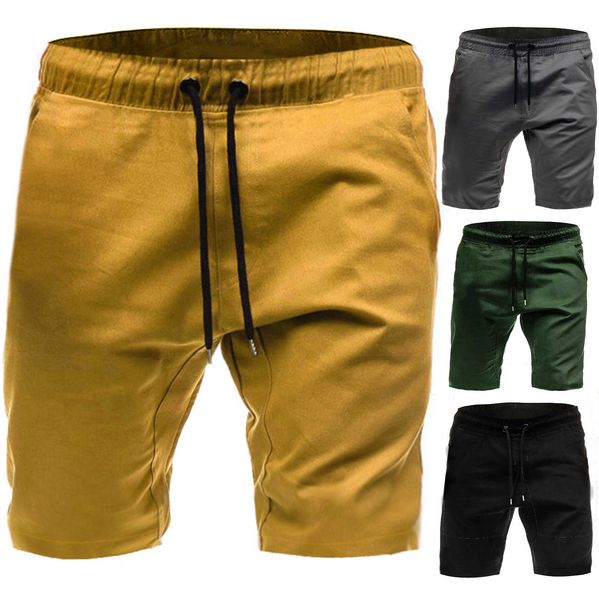 

men 2020 elastic belt solid color shorts sportswear men's jogging, White;black